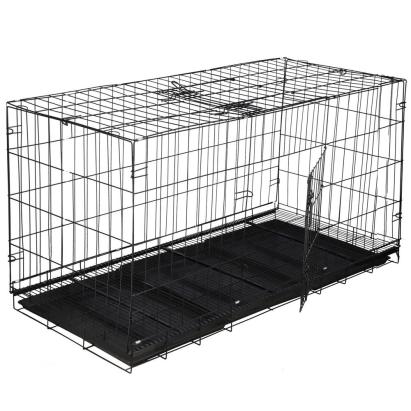 Cusca pentru animale, 2 usi, Pliabila din metal, XXL, Negru, 130x70x61 cm Household NewTrend