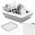 Uscator de vase pliabil, din pastic si silicon, 36x31x12cm, suport tacamuri, alb si gri Household NewTrend