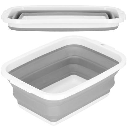 Lighean pliabil, dreptunghiular, din plastic si silicon, 40x29x15cm, 8.5litri, gri Household NewTrend
