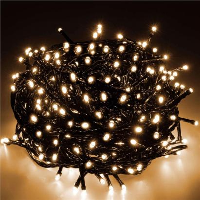 Instalatie lumini pentru bradul de Craciun, 17,5 metri, 300 LED-uri, 8 functii, alb cald Household NewTrend