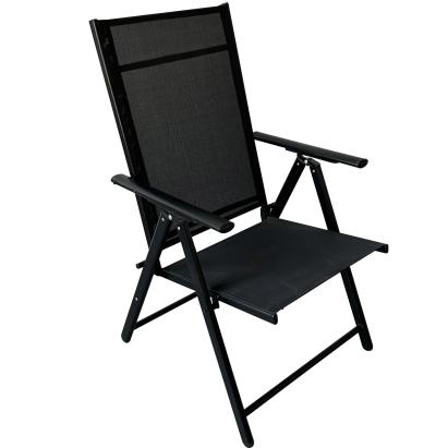 Scaun metalic de gradina, pliant, cu spatar reglabil, din otel, 60x58x100cm, negru Household NewTrend