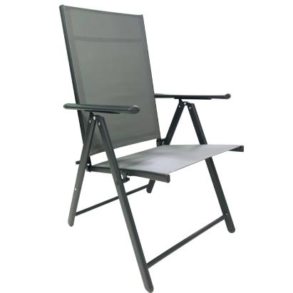 Scaun metalic de gradina, pliant, cu spatar reglabil, din otel, 60x58x100cm, gri Household NewTrend