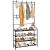 Cuier pentru haine cu banc de depozitare pantofi pe 4 polite, cadru metalic, 25x80x150cm, negru Household NewTrend