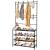 Cuier pentru haine cu banc de depozitare pantofi pe 4 polite, cadru metalic, 25x80x150cm, negru Household NewTrend