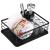 Uscator de vase cu suport tacamuri, din otel, cu tava de scurgere, 42x32x15cm, negru Household NewTrend
