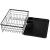 Uscator de vase cu suport tacamuri, din otel, cu tava de scurgere, 42x32x15cm, negru Household NewTrend