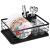 Uscator de vase cu suport tacamuri, din otel, cu tava de scurgere, 42x32x15cm, negru Household NewTrend