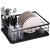 Uscator de vase cu suport tacamuri, din otel, cu tava de scurgere, 42x32x15cm, negru Household NewTrend