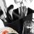 Uscator de vase cu suport tacamuri, din otel, cu tava de scurgere, 42x32x15cm, negru Household NewTrend