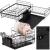 Uscator de vase cu suport tacamuri, din otel, pe 2 nivele, cu tava de scurgere, 50x30x24cm, negru Household NewTrend