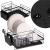 Uscator de vase cu suport tacamuri, din otel, pe 2 nivele, cu tava de scurgere, 50x30x24cm, negru Household NewTrend