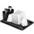 Uscator de vase cu suport tacamuri, din otel cromat, cu tava de scurgere, 40x19x13cm, negru Household NewTrend