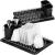 Uscator de vase cu suport tacamuri, din otel cromat, cu tava de scurgere, 40x19x13cm, negru Household NewTrend