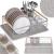 Uscator de vase cu suport tacamuri, din otel, cu tava de scurgere, manere lemn, 42x32x15cm, gri Household NewTrend