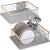 Uscator de vase cu suport tacamuri, din otel, cu tava de scurgere, manere lemn, 42x32x15cm, gri Household NewTrend