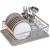 Uscator de vase cu suport tacamuri, din otel, cu tava de scurgere, manere lemn, 42x32x15cm, gri Household NewTrend