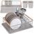 Uscator de vase cu suport tacamuri, din otel, cu tava de scurgere, manere lemn, 42x32x15cm, gri Household NewTrend