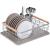 Uscator de vase cu suport tacamuri, din otel, cu tava de scurgere, manere lemn, 42x32x15cm, gri Household NewTrend