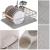 Uscator de vase cu suport tacamuri, din otel, cu tava de scurgere, manere lemn, 42x32x15cm, gri Household NewTrend