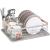 Uscator de vase cu suport tacamuri, din otel, cu tava de scurgere, manere lemn, 42x32x15cm, gri Household NewTrend