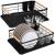 Uscator de vase cu suport tacamuri, din otel, cu tava de scurgere, manere lemn, 42x32x15cm, negru Household NewTrend
