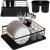 Uscator de vase cu suport tacamuri, din otel, cu tava de scurgere, manere lemn, 42x32x15cm, negru Household NewTrend