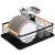 Uscator de vase cu suport tacamuri, din otel, cu tava de scurgere, manere lemn, 42x32x15cm, negru Household NewTrend