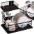 Uscator de vase cu suport tacamuri, din otel, cu tava de scurgere, manere lemn, 42x32x15cm, negru Household NewTrend