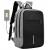 Rucsac impermeabil, cu sistem antifurt, port USB, 45x14x30cm, 25litri, negru si gri Household NewTrend