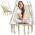 Scaun patrat tip leagan suspendat cu perna pentru casa sau gradina, 60x65x115cm, bej Household NewTrend