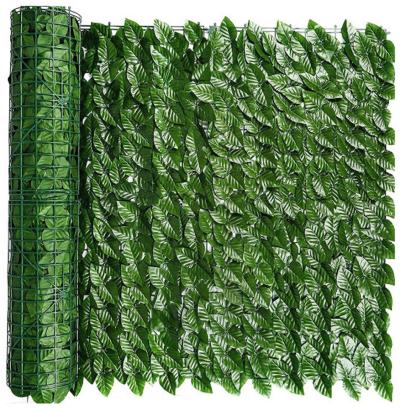 Panou paravan cu frunze artificiale pentru gard sau balcon, 100x500cm, verde Household NewTrend
