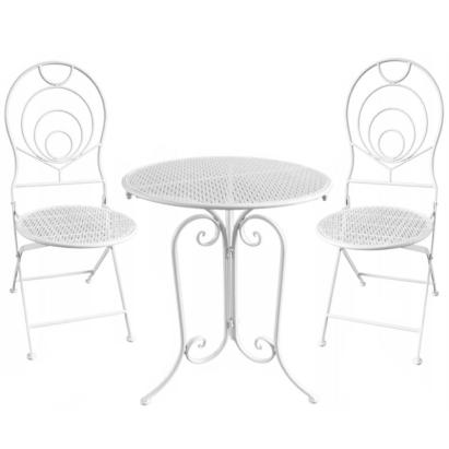 Set mobilier gradina metalic Elba, 2 scaune pliabile, 1 masa, alb Household NewTrend