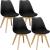 Set 4 scaune dining Verdhe pentru bucatarie cu perna tapitata cu piele ecologica, 44x82cm, negru Household NewTrend