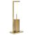 Stand cu perie WC si suport hartie igienica, metal si bambus, 67cm, auriu Household NewTrend