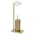 Stand cu perie WC si suport hartie igienica, metal si bambus, 67cm, auriu Household NewTrend