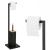 Stand cu perie WC si suport hartie igienica, metal si bambus, 79cm, negru Household NewTrend