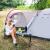 Cort plaja sau camping, impemeabil, cu terasa, 4 locuri, 200x350x135cm, gri Household NewTrend