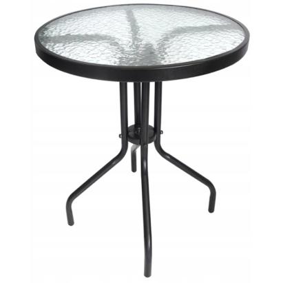 Masa pentru gradina sau balcon, cadru metalic, blat sticla, 60x70cm, negru Household NewTrend