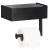 Suport hartie igienica din otel cu sertar depozitare, sistem montare inclus, 22cm, negru bej Household NewTrend