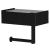 Suport hartie igienica din otel cu sertar depozitare, sistem montare inclus, 22cm, negru bej Household NewTrend