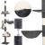 Ansamblu de joaca pentru pisici, tip stalp de catarat pana la tavan, inaltime reglabila, 240 - 265 cm, gri inchis Household NewTrend