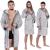 Halat de baie pentru barbati pana la genunchi, gluga mare, marimea M/L, gri Household NewTrend
