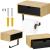 Suport hartie igienica din otel cu sertar depozitare, sistem montare inclus, 22cm, negru bej Household NewTrend