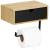 Suport hartie igienica din otel cu sertar depozitare, sistem montare inclus, 22cm, negru bej Household NewTrend