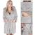 Halat de baie pentru femei pana la genunchi, cu gluga, marimea L/XL, gri Household NewTrend