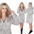 Halat de baie pentru femei pana la genunchi, cu gluga, marimea L/XL, gri Household NewTrend