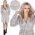 Halat de baie pentru femei pana la genunchi, cu gluga, marimea L/XL, gri Household NewTrend