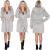 Halat de baie pentru femei pana la genunchi, cu gluga, marimea L/XL, gri Household NewTrend