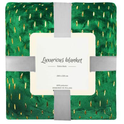 Patura pufoasa pentru 2 persoane, 2 fete, model in relief, 200x220cm, verde Household NewTrend