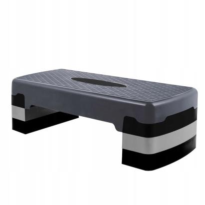 Stepper aerobic fitness, ajustabil 3 nivele, sarcina 350 kg, 28x68x20cm, negru si gri Household NewTrend